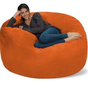 Chill Sack Bean Bag Chair COVER ONLY (No Filler),5-Feet,Microsuede-Bright Orange